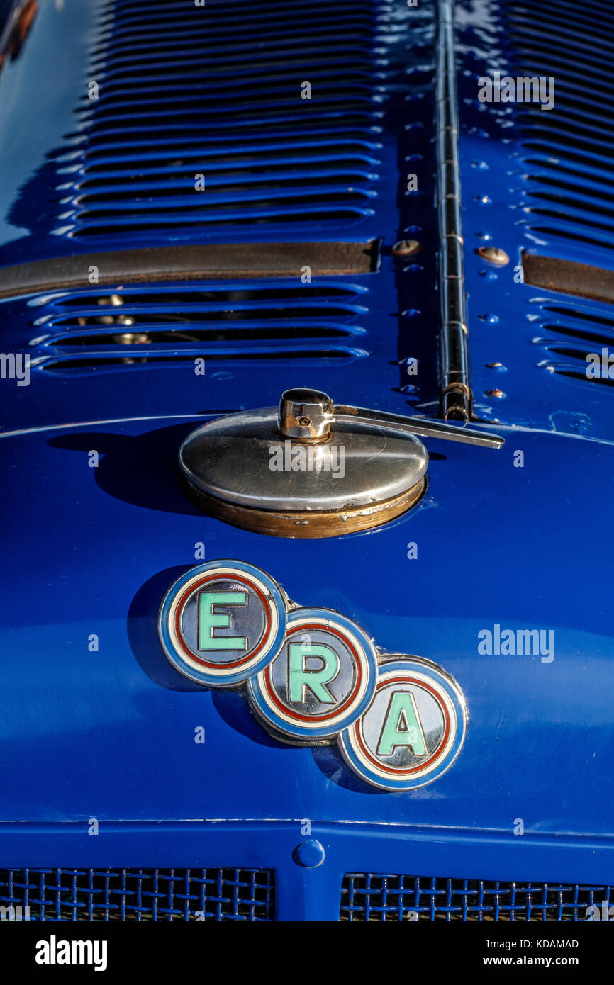 Front hood badge for the ERA British race car at the 2017 Goodwood