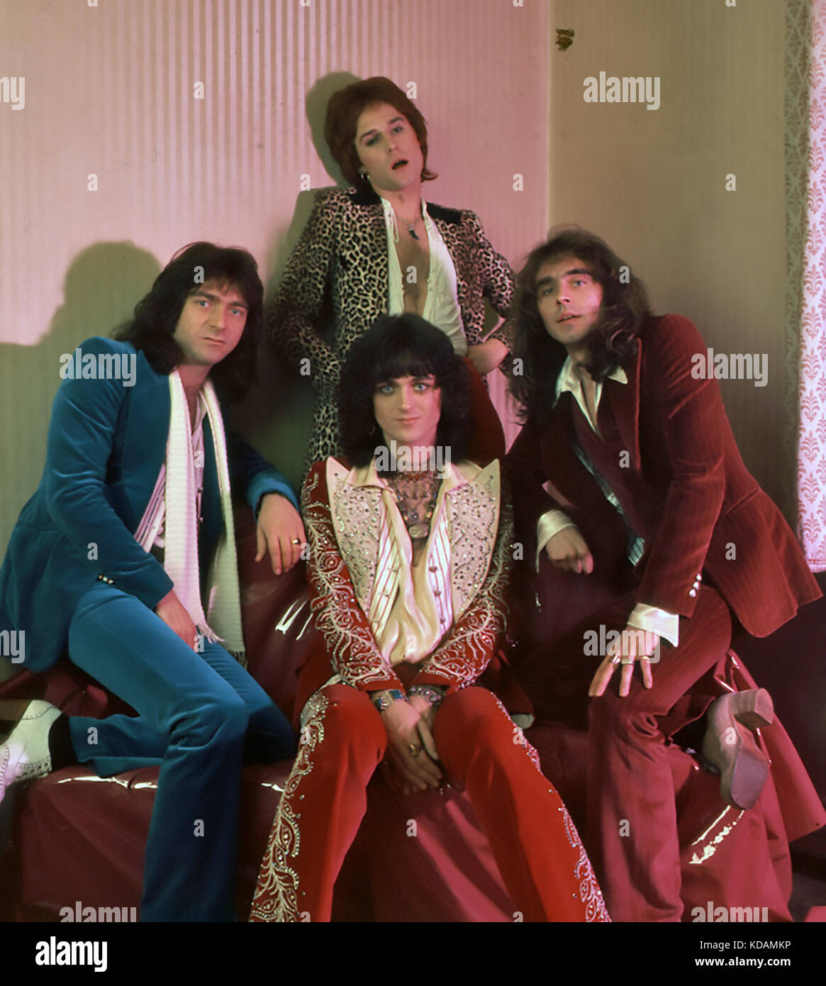 THE BABYS British rock group in 1977. From left: Tony Brock, John Waite (top) Michael Corby, Wally Stocker Stock Photo