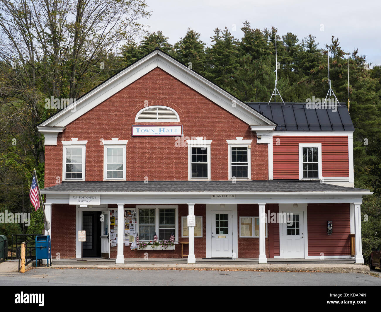 Town Hall and post office, Grafton, Vermont. Stock Photo