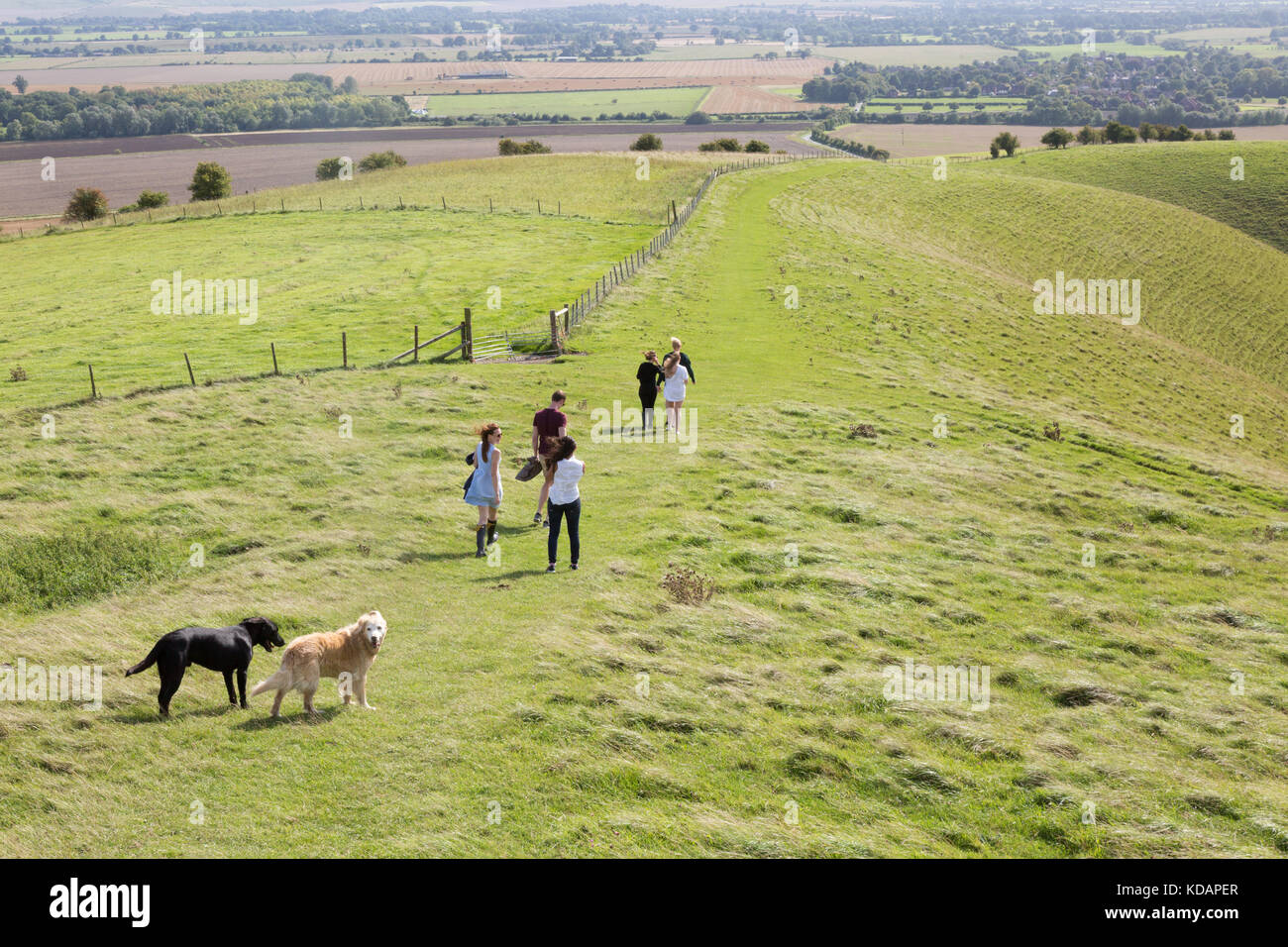 Pewsey Vale, - People walking in Pewsey Vale Wiltshire UK Stock Photo