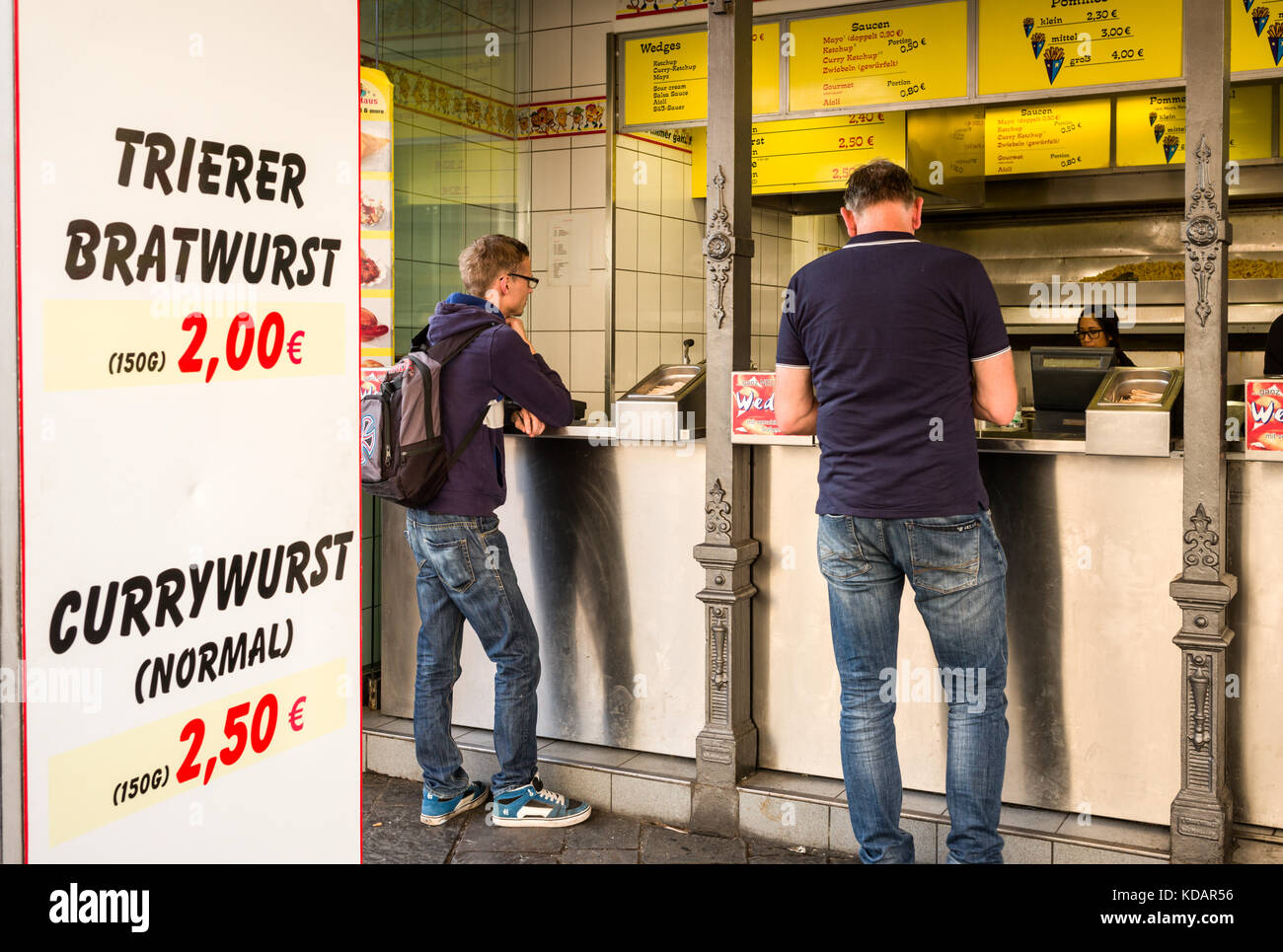 Bratwurst stand in Trier, Germany Stock Photo