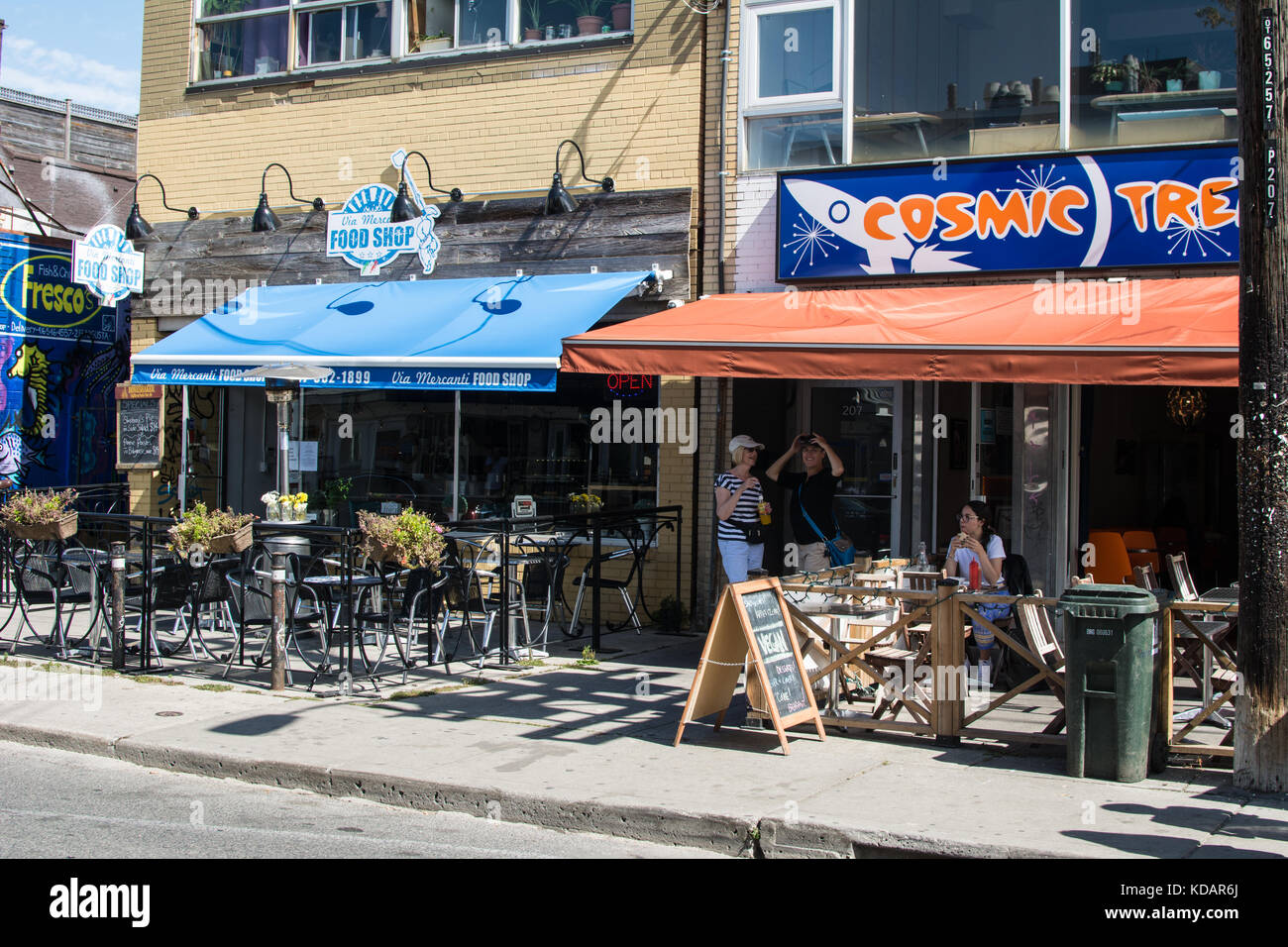 Restaurant and shops in Kensington Place Toronto Canada Stock Photo