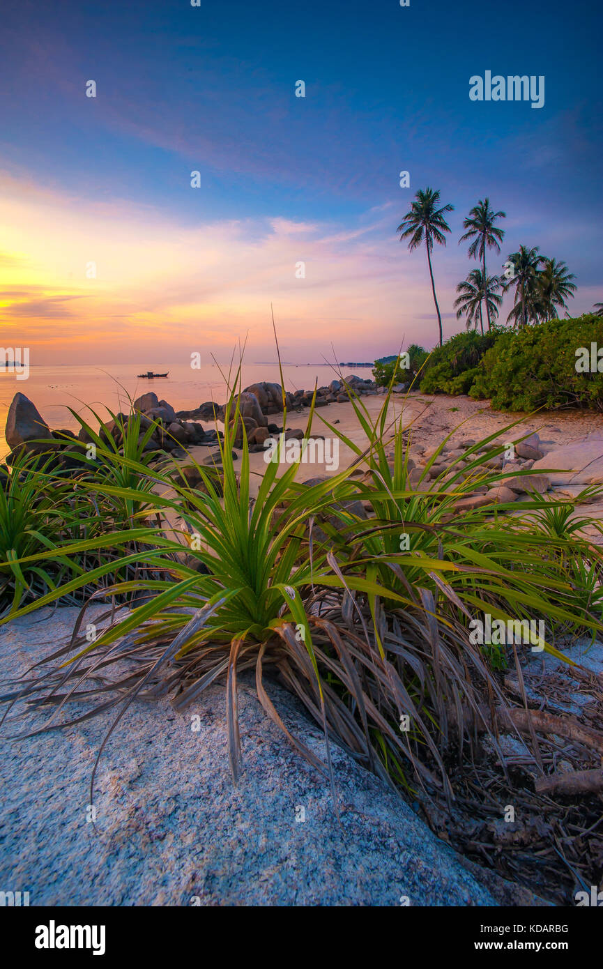 Sunrise on beach, Bintan, Tanjung Pinang, Riau Islands, Indonesia Stock Photo