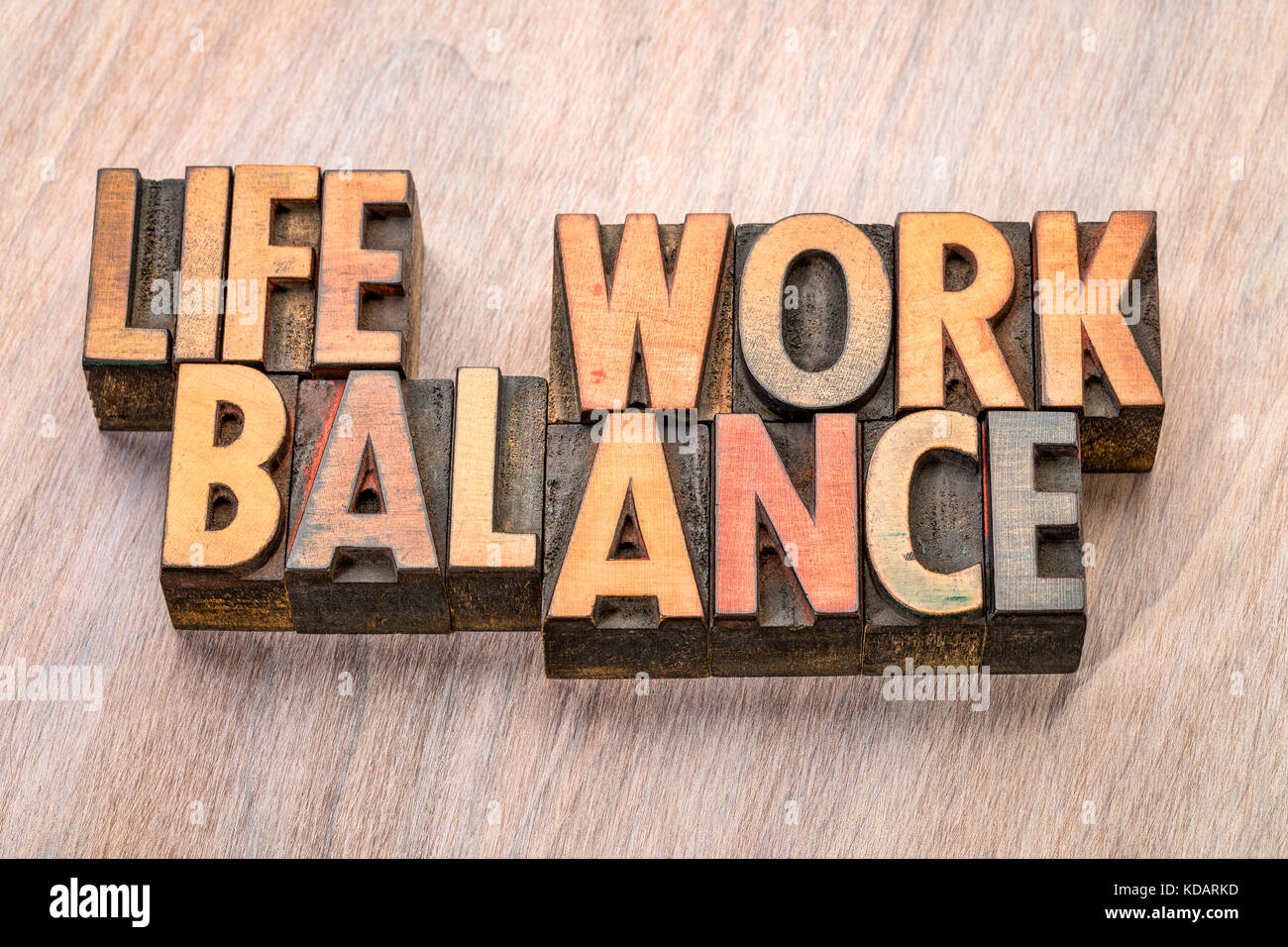 life work balance  - word abstract in vintage letterpress wood type printing blocks Stock Photo