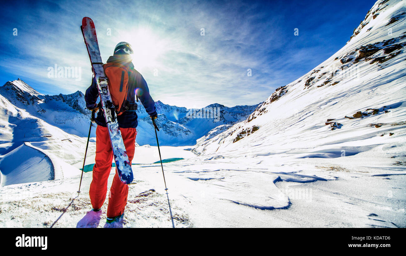 ski guide in winter scenery Stock Photo