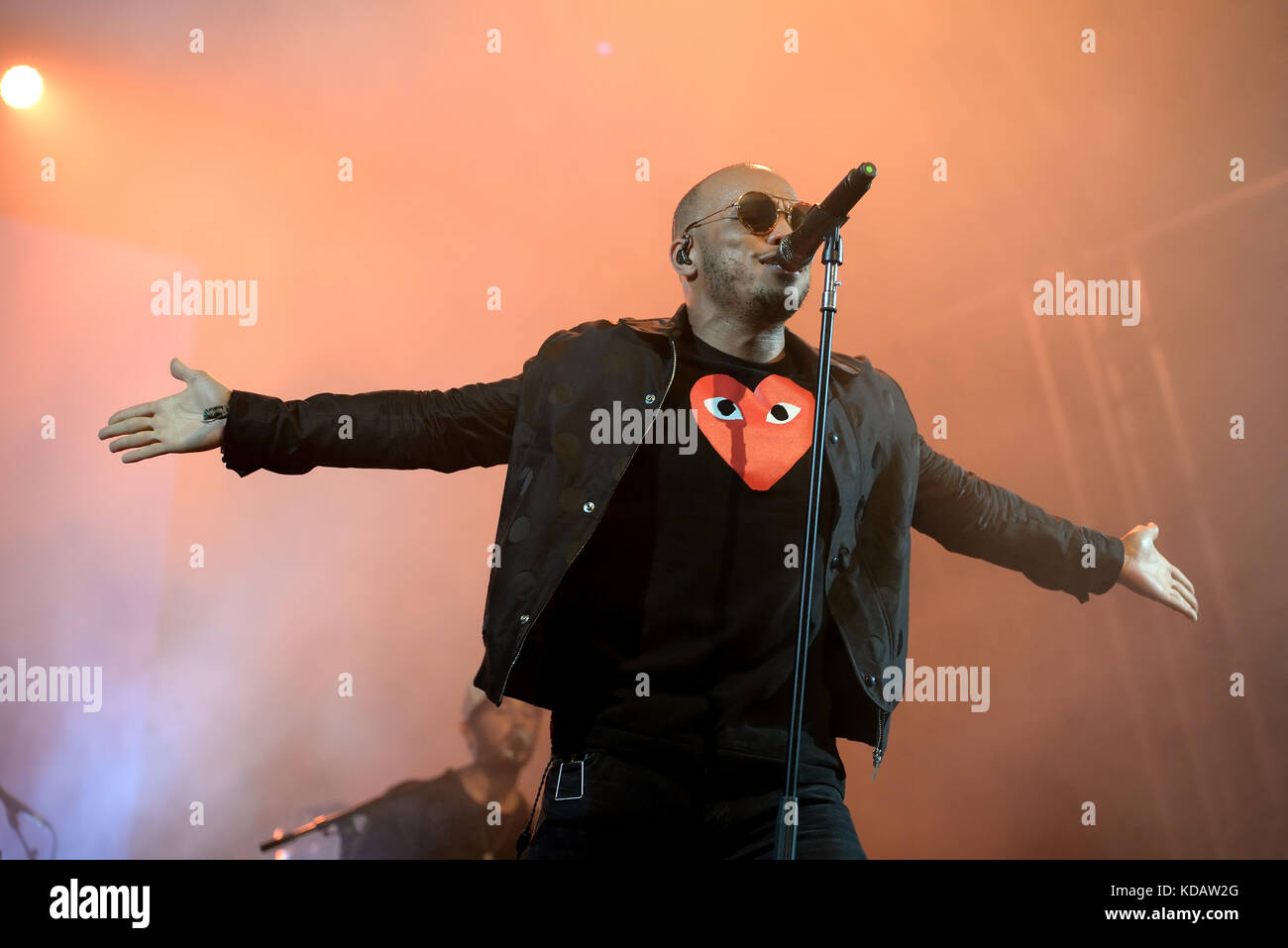 BARCELONA - JUN 16: Anderson Paak and the Free Nationals (band) perform in concert at Sonar Festival on June 16, 2017 in Barcelona, Spain. Stock Photo