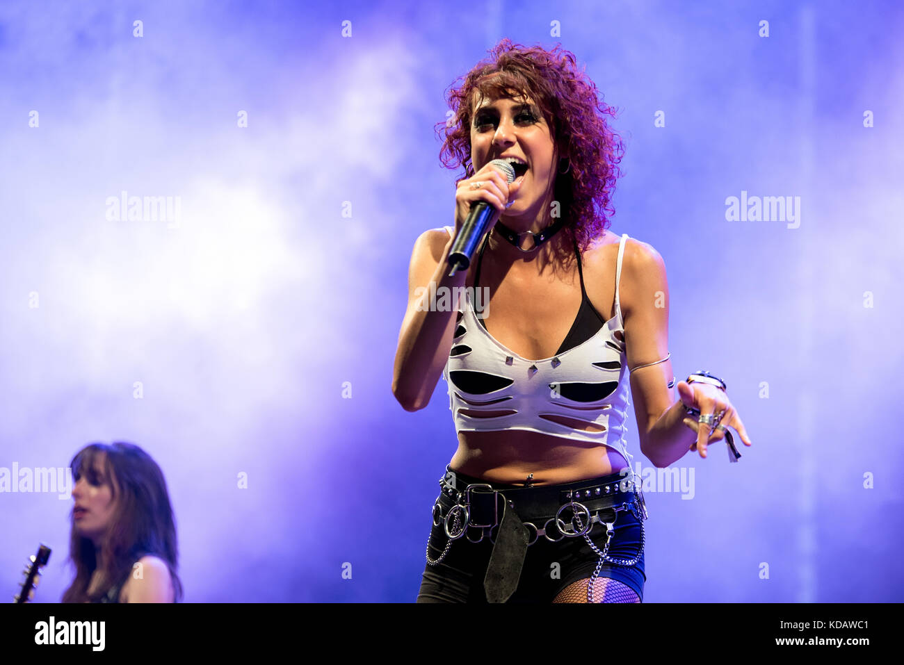 MADRID - JUN 22: Lizzies (female hard rock music band) perform in concert at Download (heavy metal music festival) on June 22, 2017 in Madrid, Spain. Stock Photo