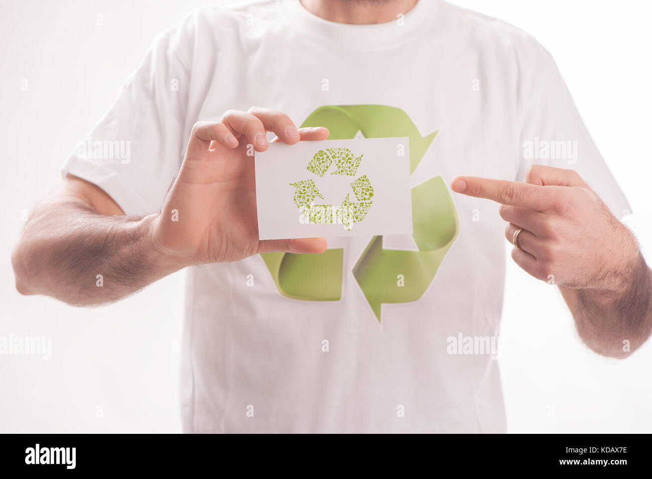 Reduce Reuse Recycle. Businessman Holding A White Card With Text Stock ...