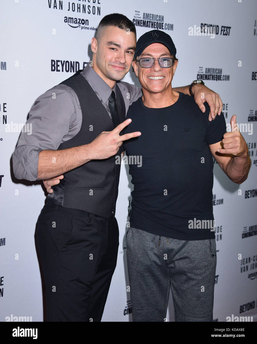 a Jean Claude Van Damme, son Chris 013 arriving at the Jean Claude Van  Johnson, An Amazon Movie Premiere at the Egyptian Theatre in Los Angeles.  October 9, 2017 Stock Photo - Alamy