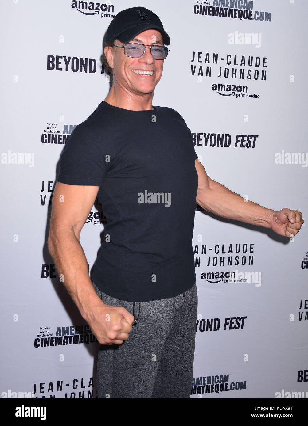 Jean Claude Van Damme 023  arriving at the Jean Claude Van Johnson, An Amazon Movie Premiere at the Egyptian Theatre in Los Angeles. October 9, 2017. Stock Photo