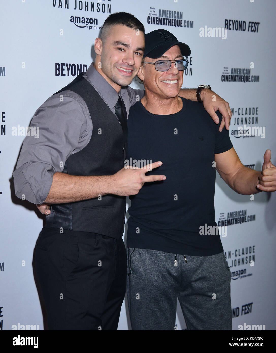 Jean Claude Van Damme, son Chris 028 arriving at the Jean Claude Van  Johnson, An Amazon Movie Premiere at the Egyptian Theatre in Los Angeles.  October 9, 2017 Stock Photo - Alamy