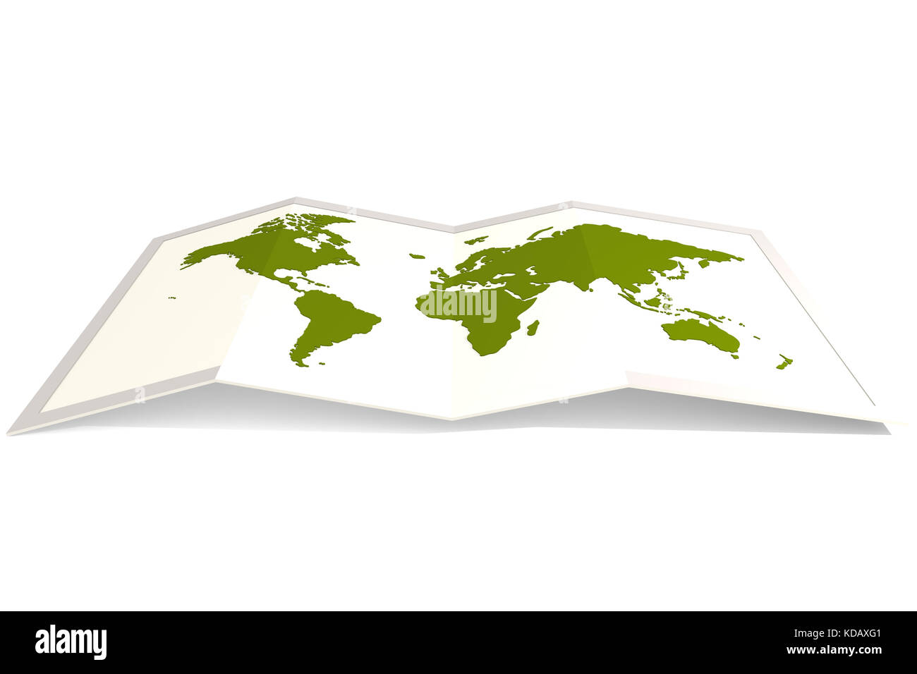 Green world map, isolated on white, 3D rendering Stock Photo - Alamy