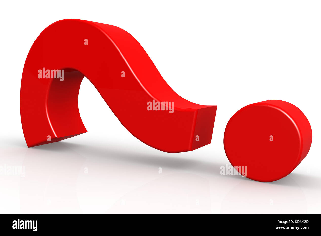 Red question mark on isolate white background, 3D rendering Stock Photo ...