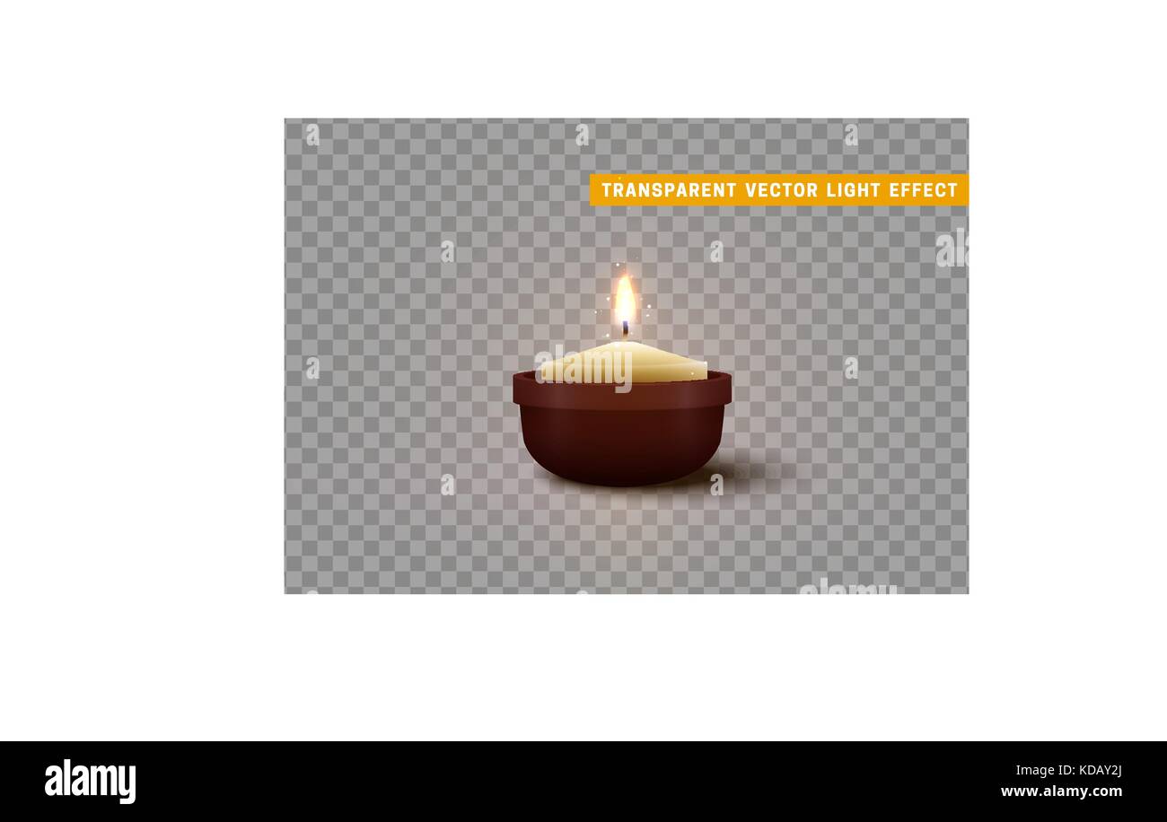 Decorative burning candles isolated realistic. Decor for Diwali celebration Stock Vector