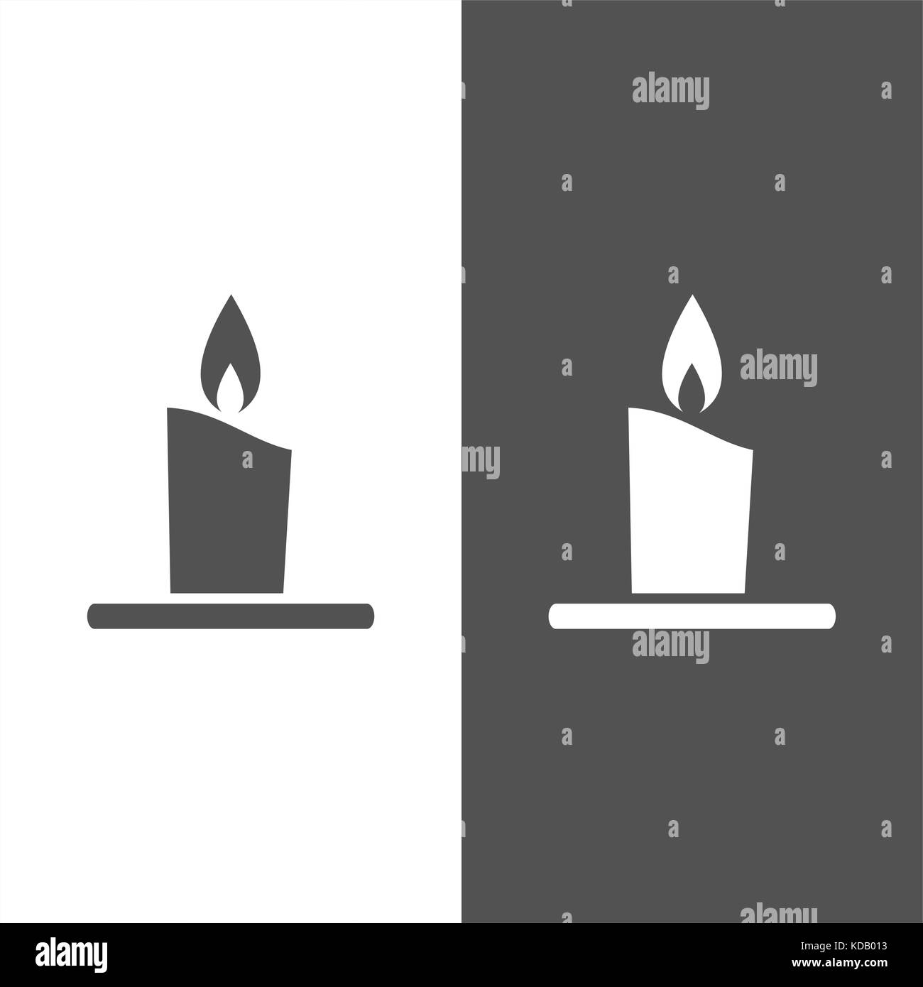 Wax candle icon on white and black background. Vector illustration