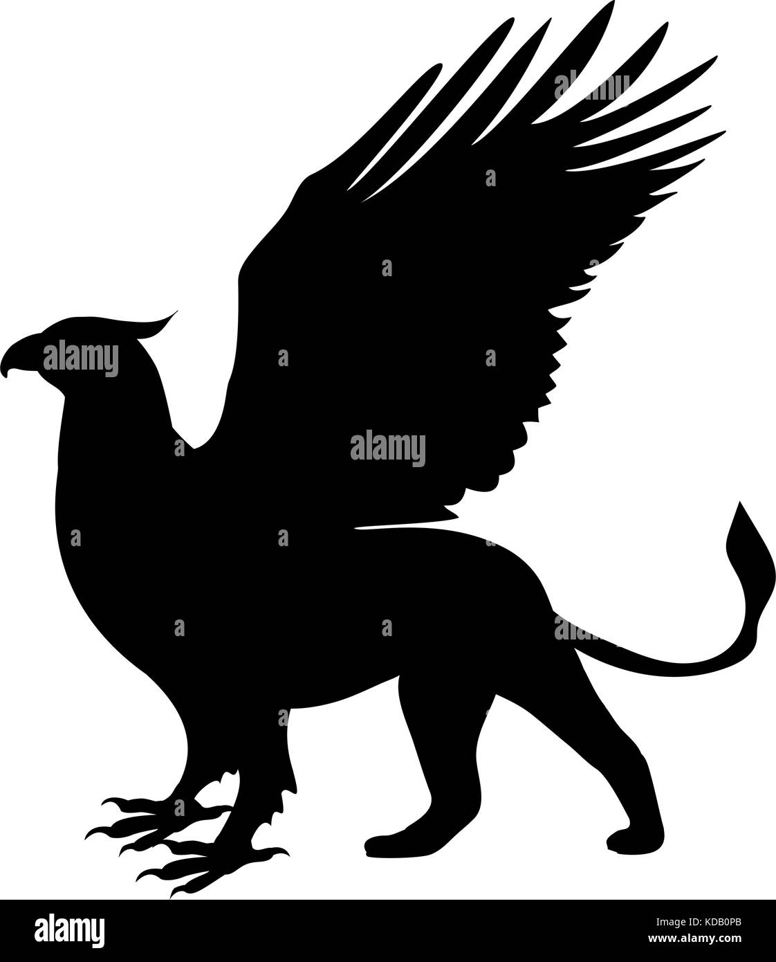 Griffin silhouette ancient mythology fantasy. Vector illustration. Stock Vector