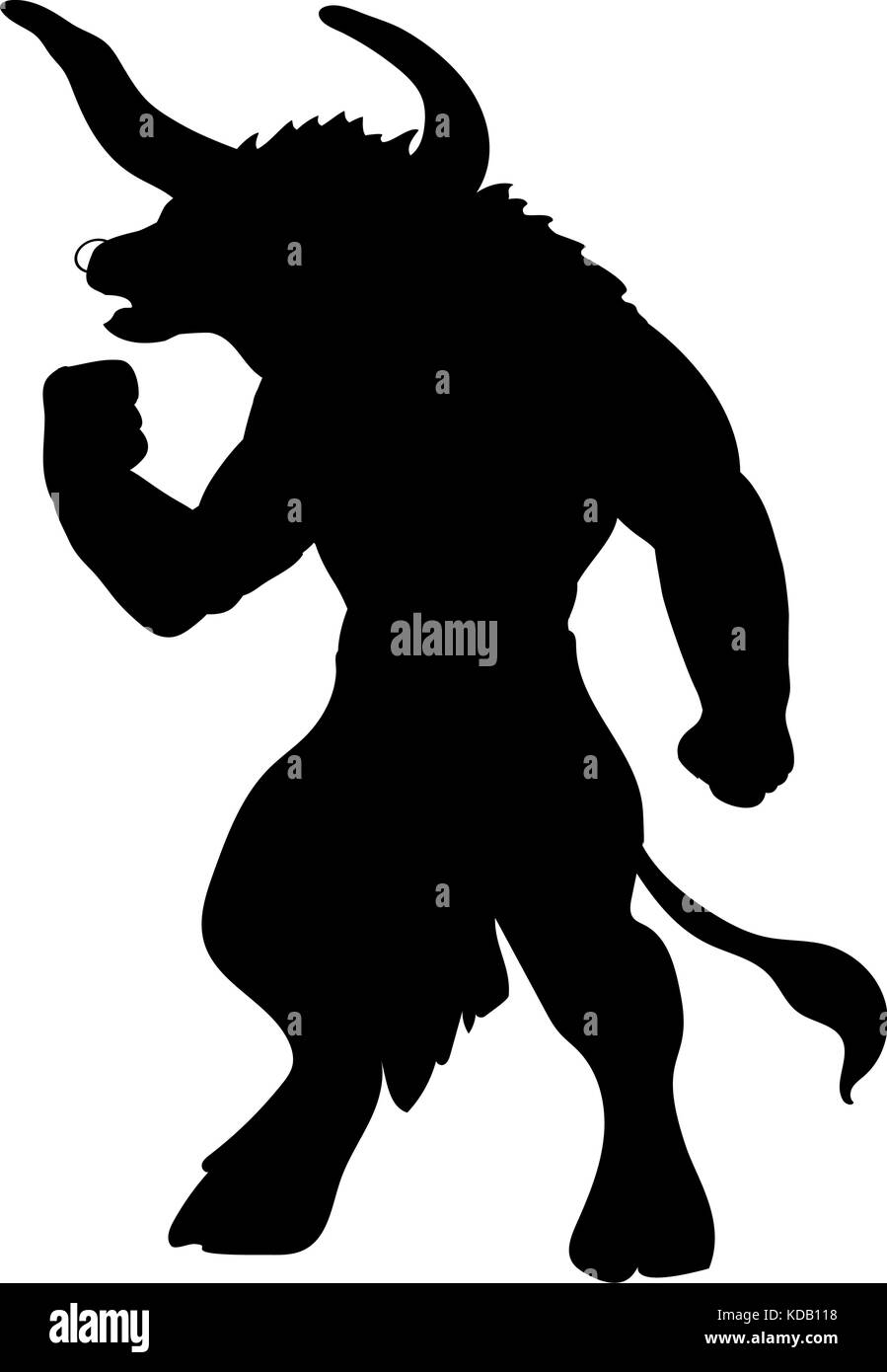 Minotaur silhouette ancient mythology fantasy. Vector illustration. Stock Vector