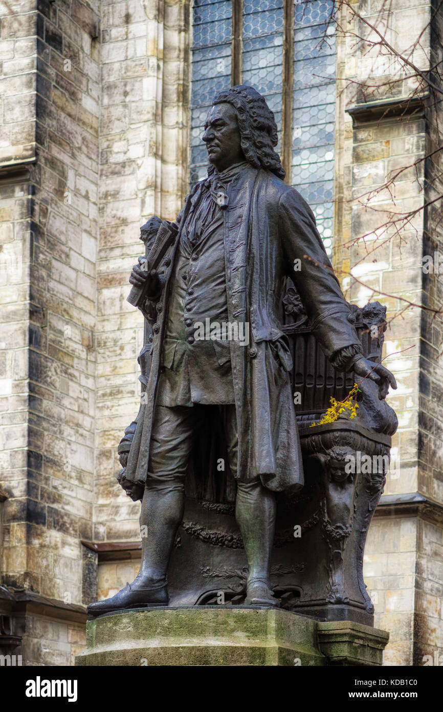 Johann Sebastian Bach (1685 - 1750), German composer and organist. This large Bach monument was created by Carl Seffner in 1908 Stock Photo