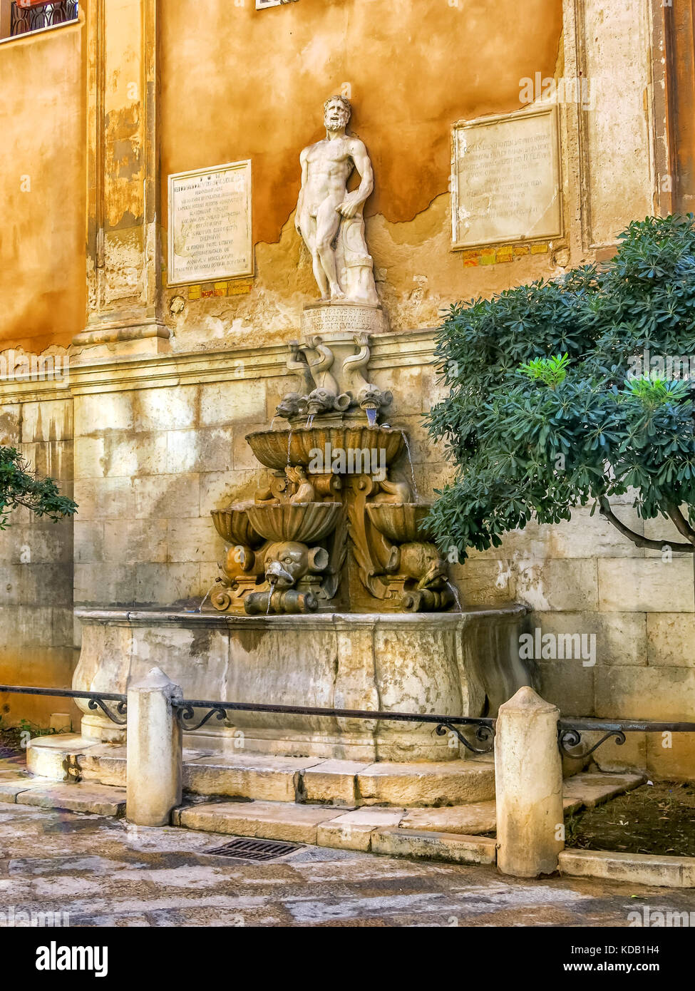View of Saturn fountain in Trapani, Sicily - Italy Stock Photo - Alamy