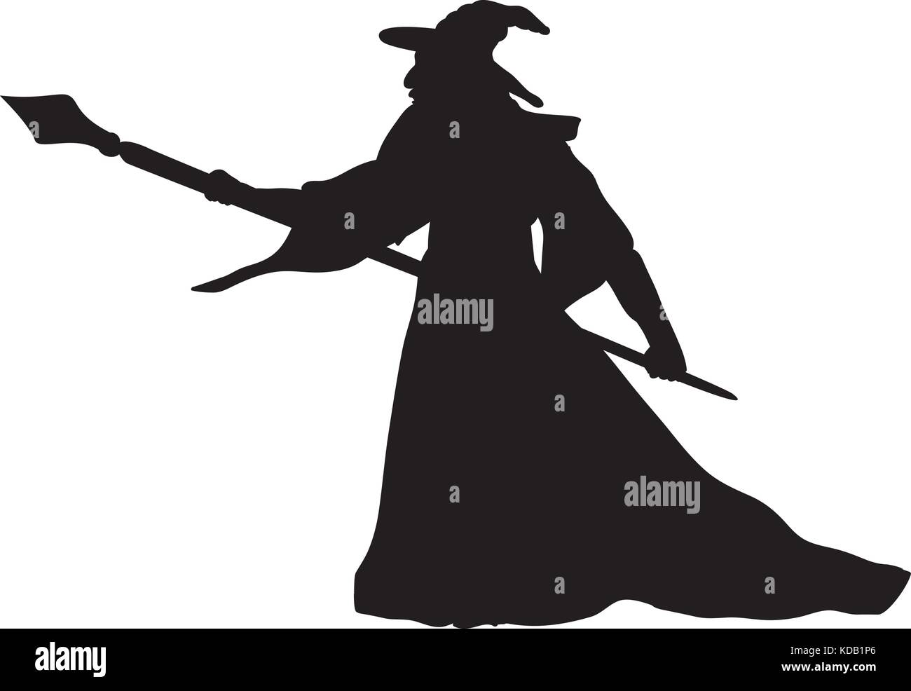 Magician wizard character silhouette fantasy. Vector illustration. Stock Vector