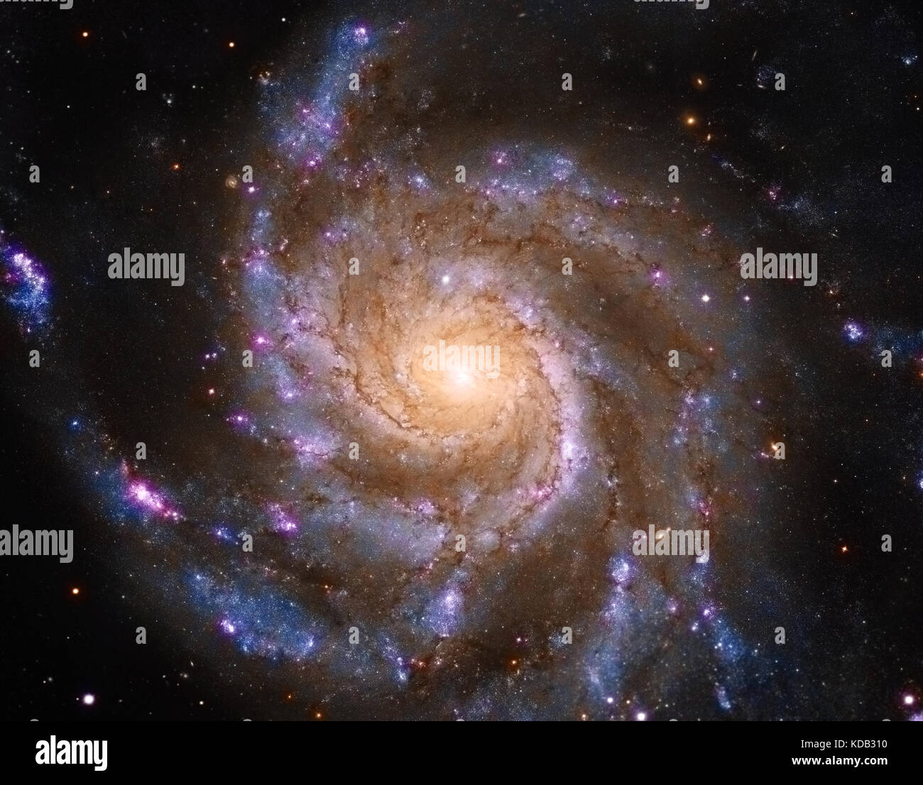 Pinwheel Galaxy (also known as Messier 101, M101 or NGC 5457)  in the constellation Ursa Major. Elements of this image furnished by NASA. Stock Photo