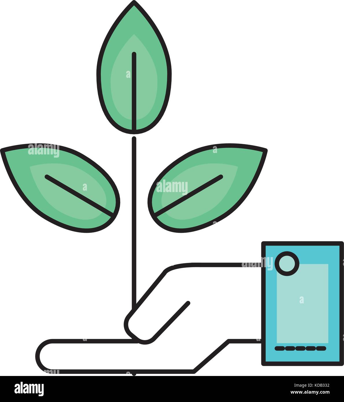ecology plant with leaves in the palm hand vector illustration Stock ...