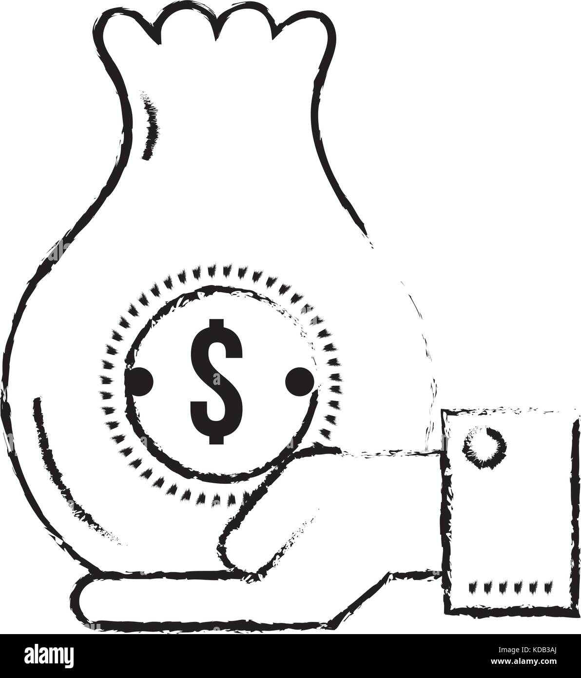 figure businessman with bag cash money in the hand vector illustration ...