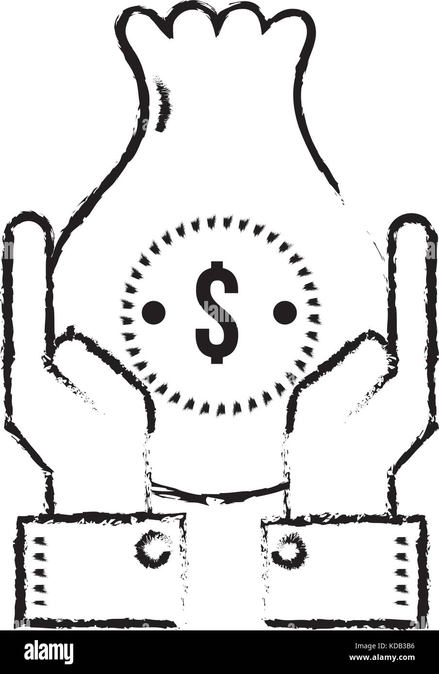 figure businessman with bag cash money and hands up vector illustration ...