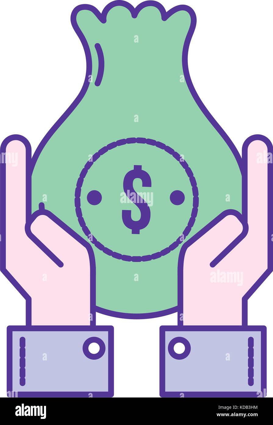 businessman with bag cash money and hands up vector illustration Stock ...
