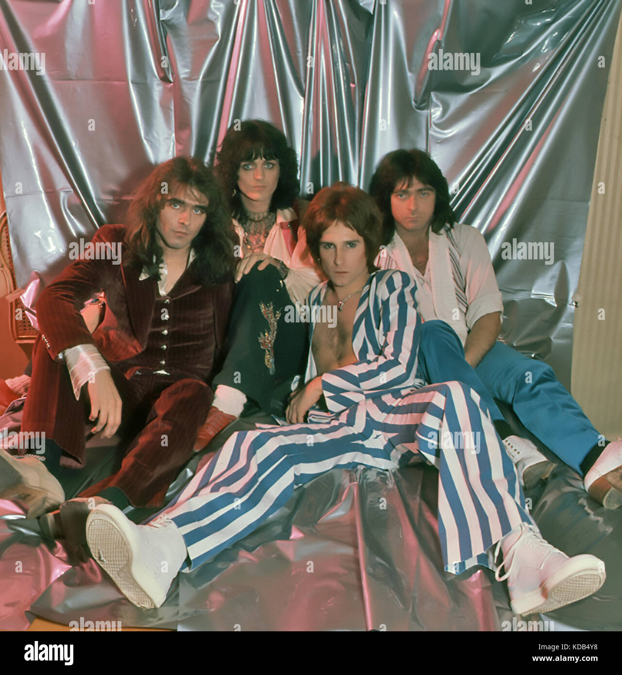THE BABYS UK rock group in 1977. From left: Wally Stocker, Michael Corby, John Waite, Tony Brock Stock Photo