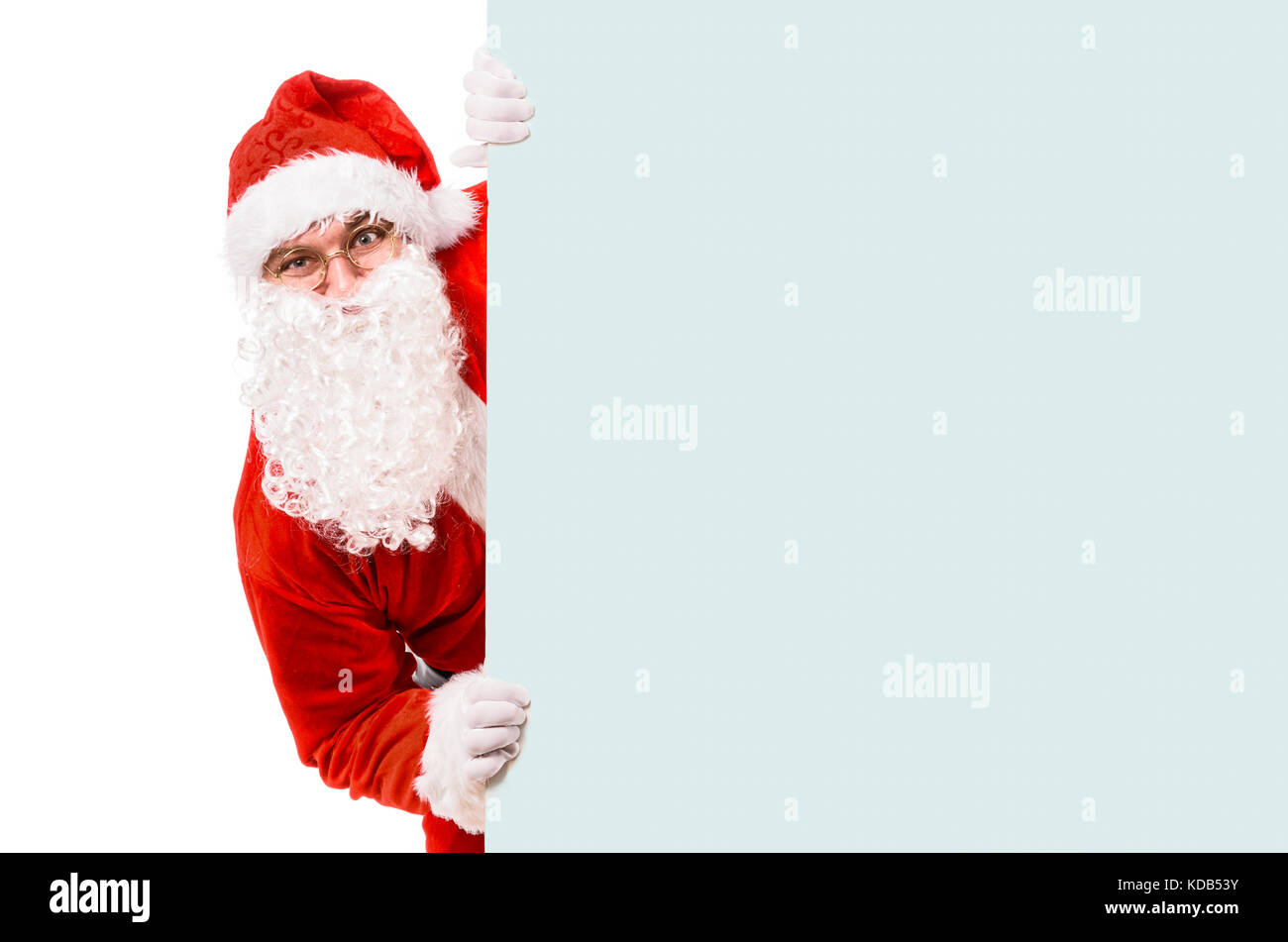 Santa Claus with blank billboard Stock Photo - Alamy