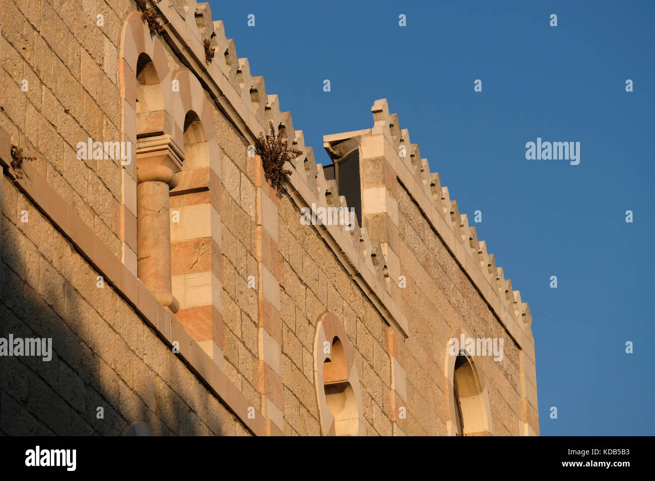 The parapet on the roof of Herbert Clark's Mansion, built in 1898 in  Mamilla neighborhood that was established in the late 19th century outside  the Old City. Jerusalem Israel Stock Photo - Alamy