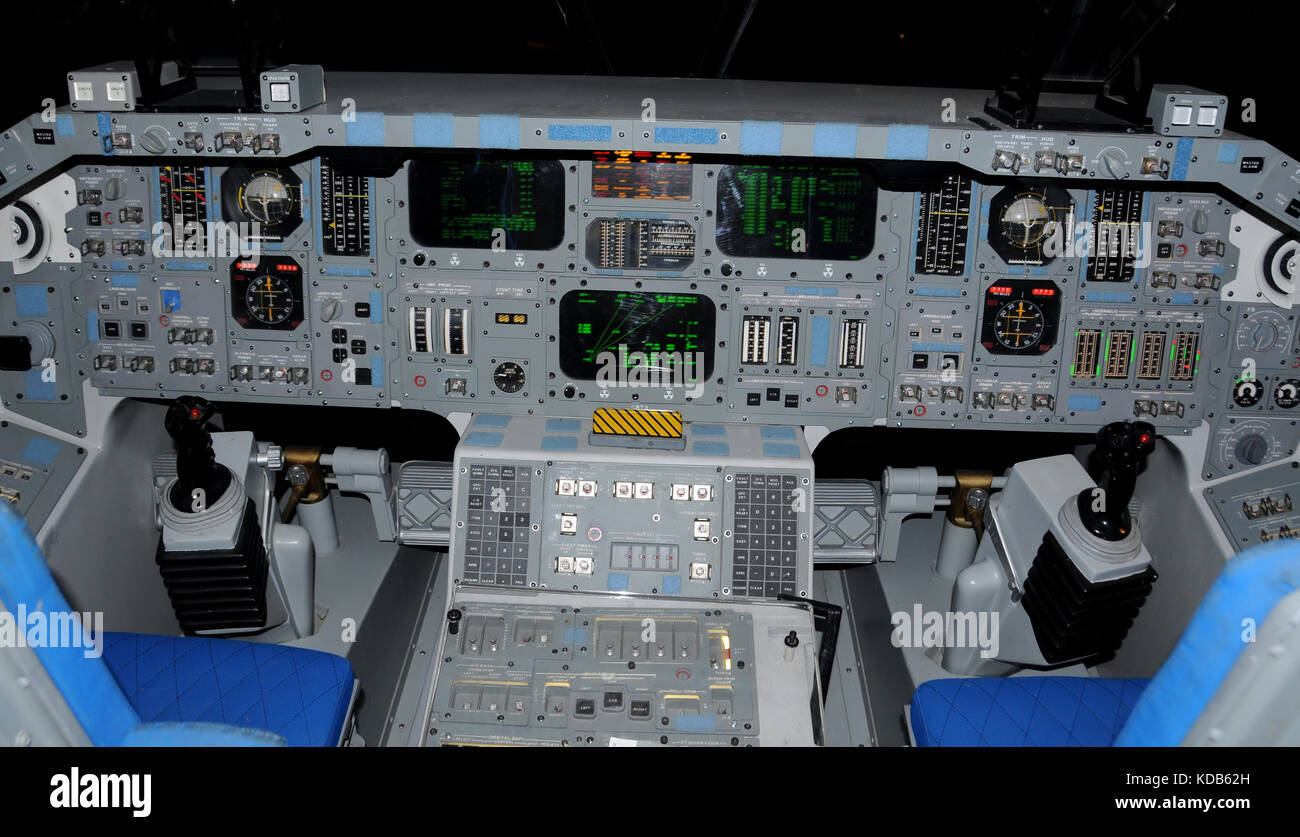 Space shuttle cockpit and instrument panel Stock Photo