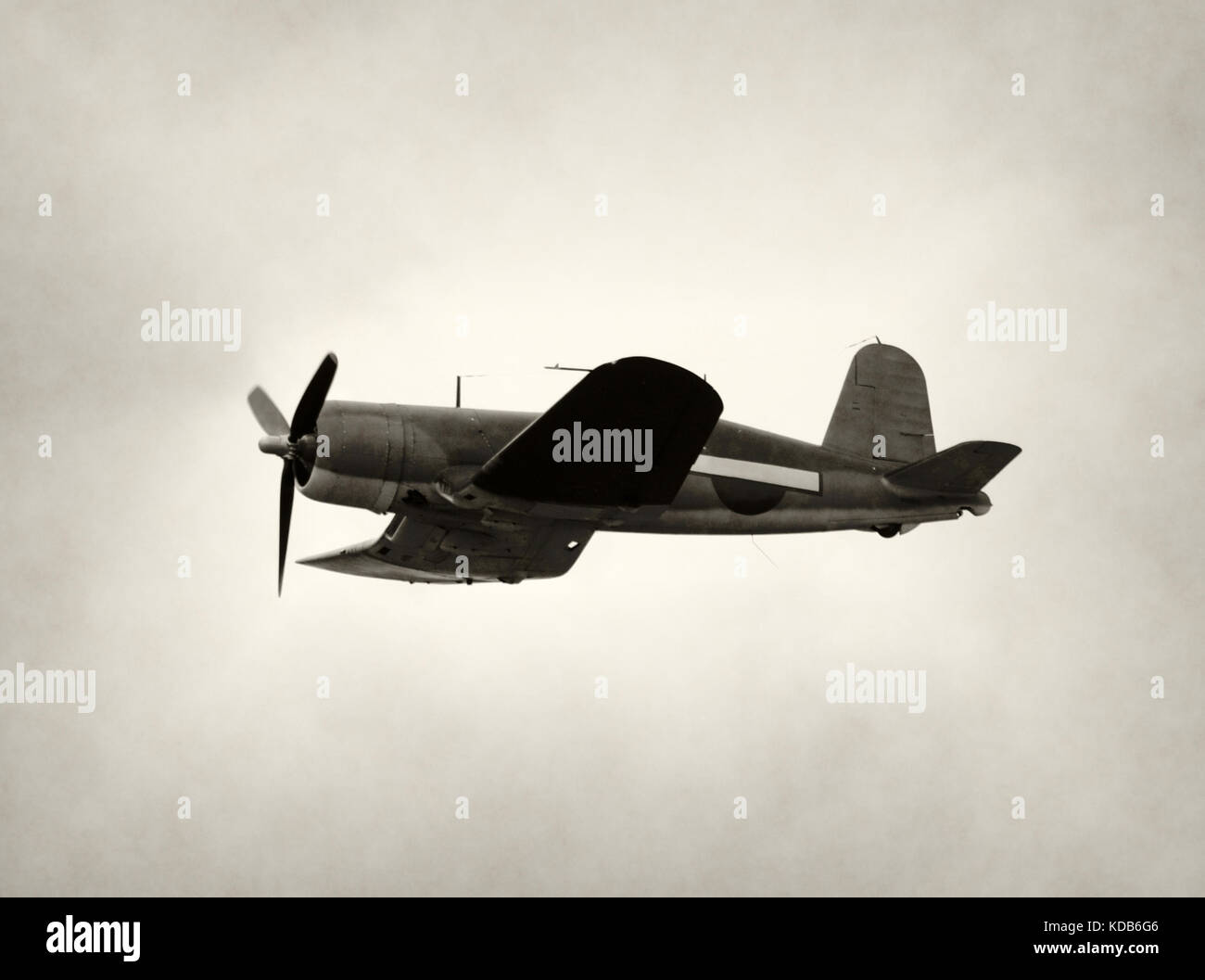 Wolrd War II era fighter airplane in flight Stock Photo