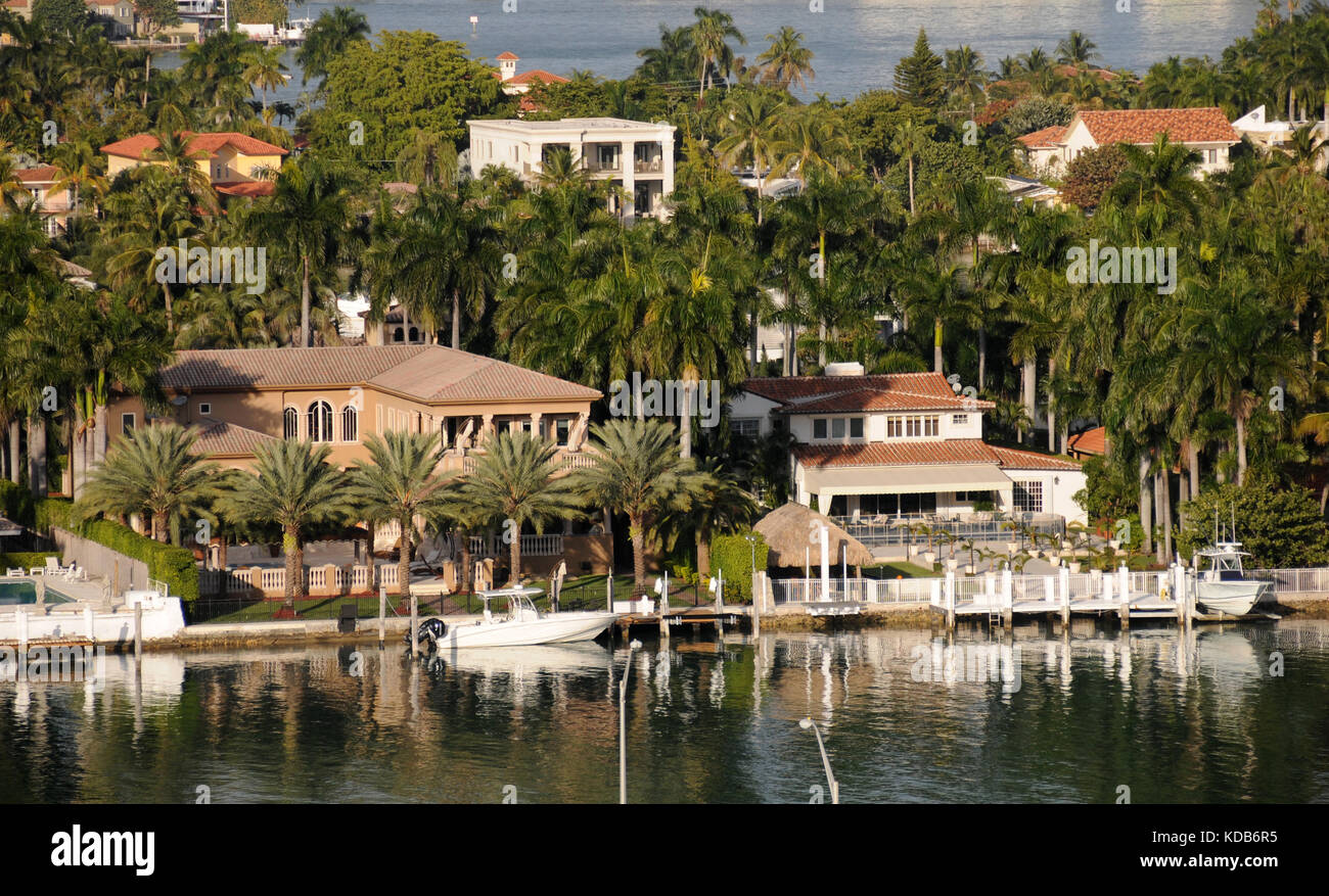 Expensive waterfront real estate in Miami, florida Stock Photo Alamy