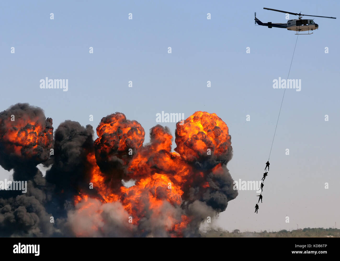 Emergency helicopter rescue performing airlift Stock Photo Alamy