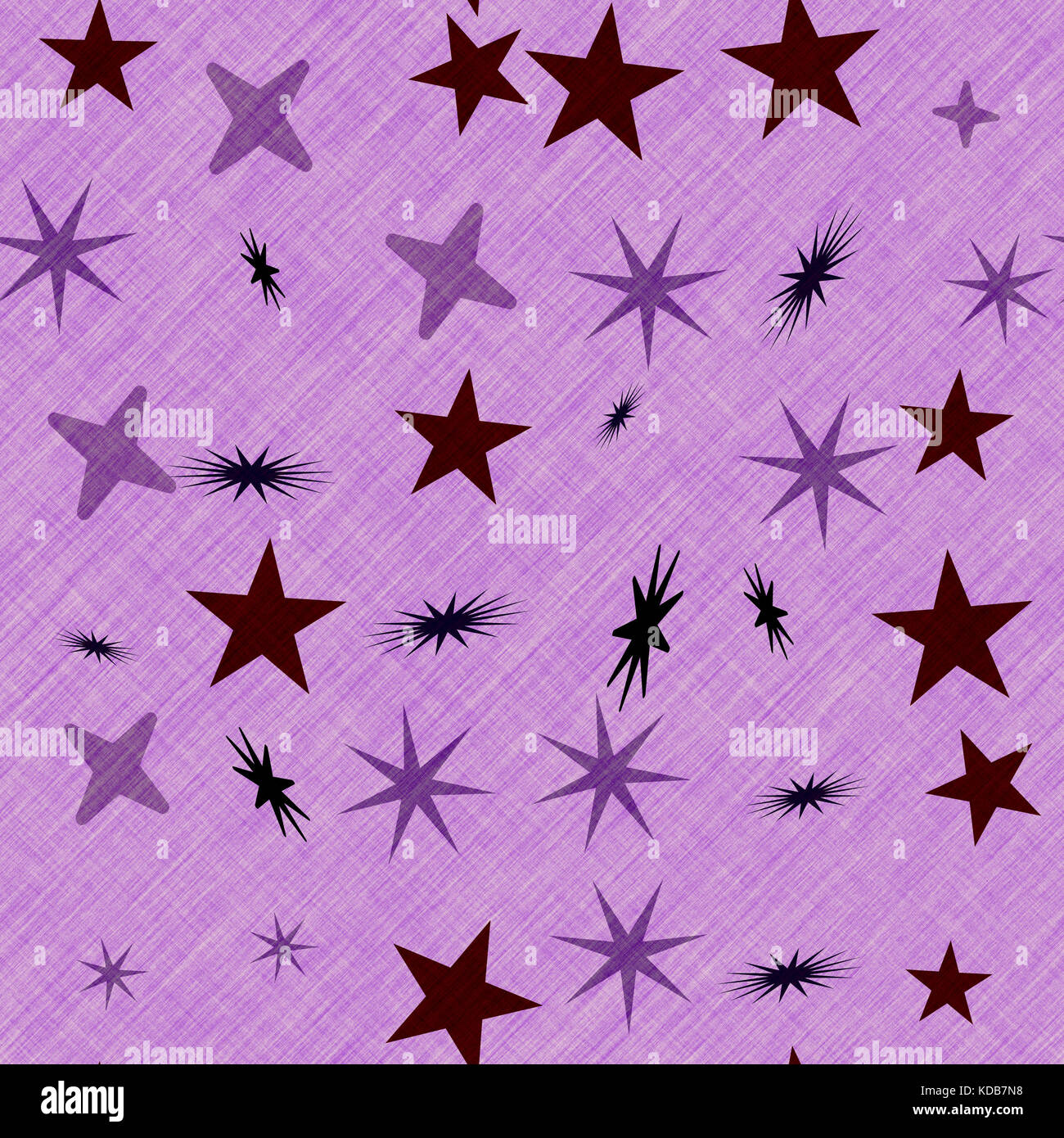 thin purple material with star prints Stock Photo