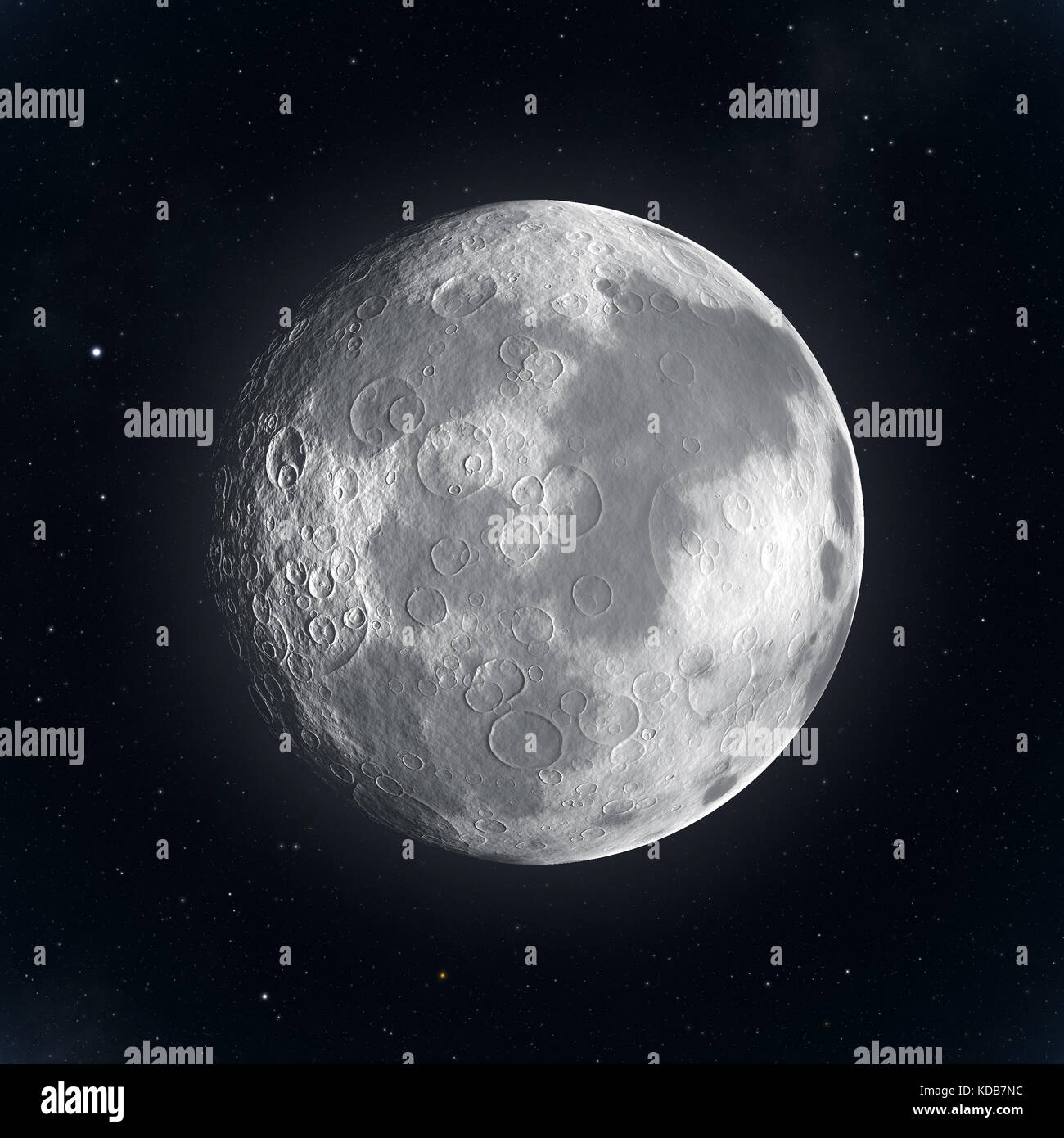 Moon seen through telescope against black sky an stars Stock Photo - Alamy