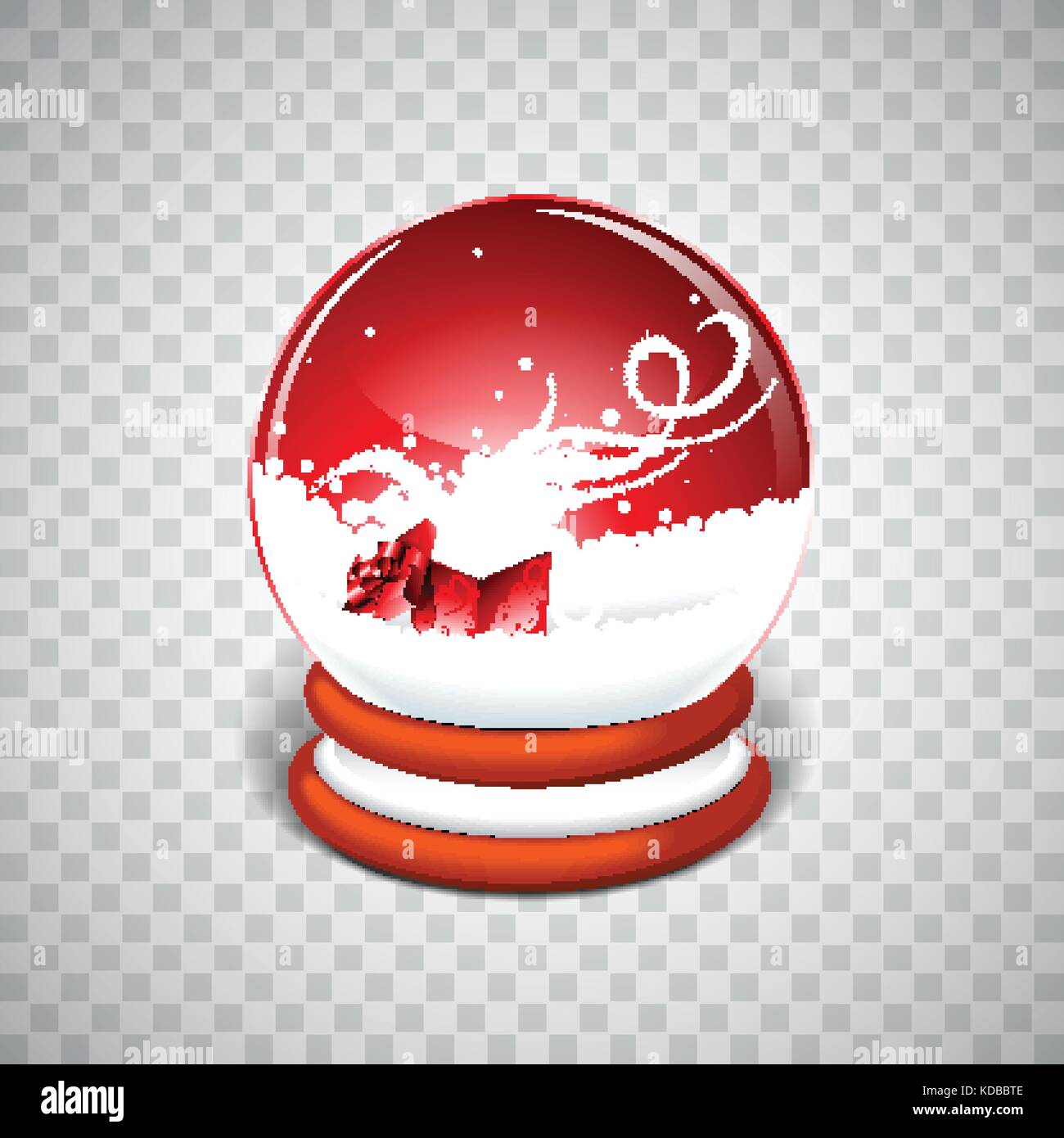 Vector illustration of realistic snow globe ball with magic gift box on ...