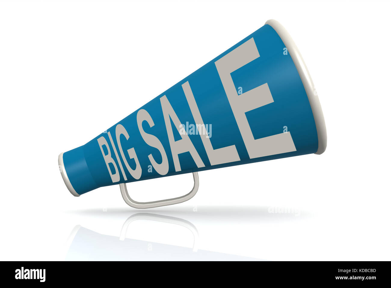 Blue megaphone with big sale word isolated on white, 3D rendering Stock