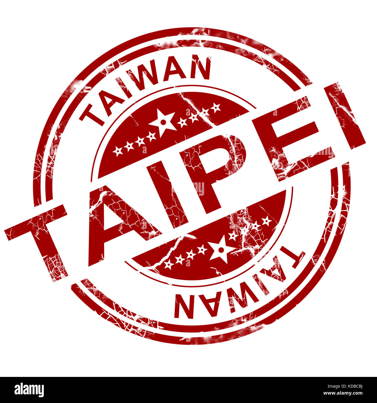 Red Taipei stamp with white background, 3D rendering Stock Photo