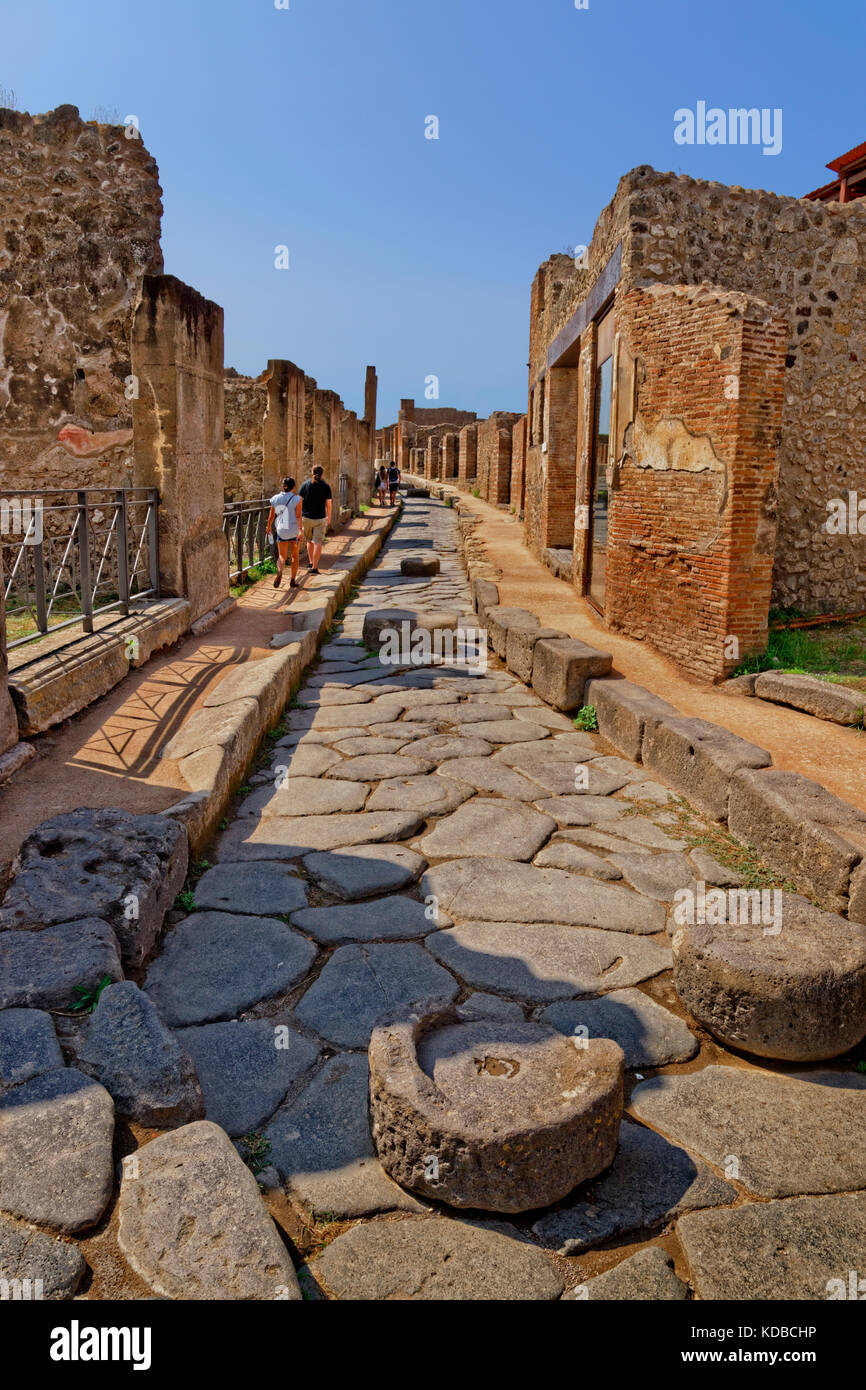 Ruined roman city of Pompeii at Pompei Scavi, near Naples, Southern Italy. Stock Photo