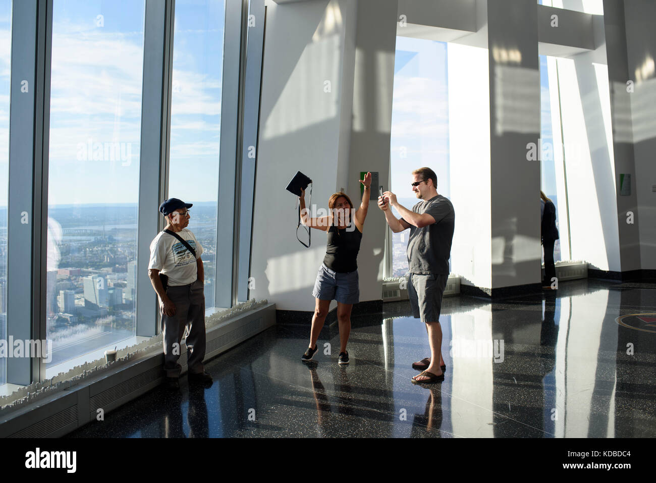 Intérieur du nouveau World trade center qui a ouvert au public il y a un an. Le public est invité à monter afin de profiter de la vue 360° de New york Stock Photo