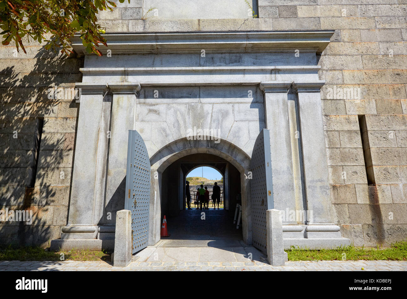 The sally port or main entrance to Castle Island's Fort Independence, South Boston, Massachusetts, MA, USA Stock Photo