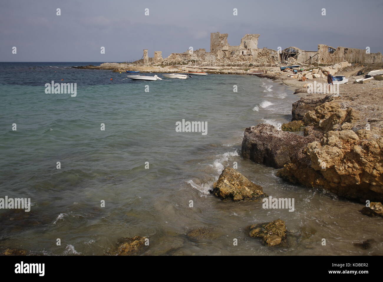 Sicily, Italy. Ruins in the shore a few miles from the city Trapani Stock Photo