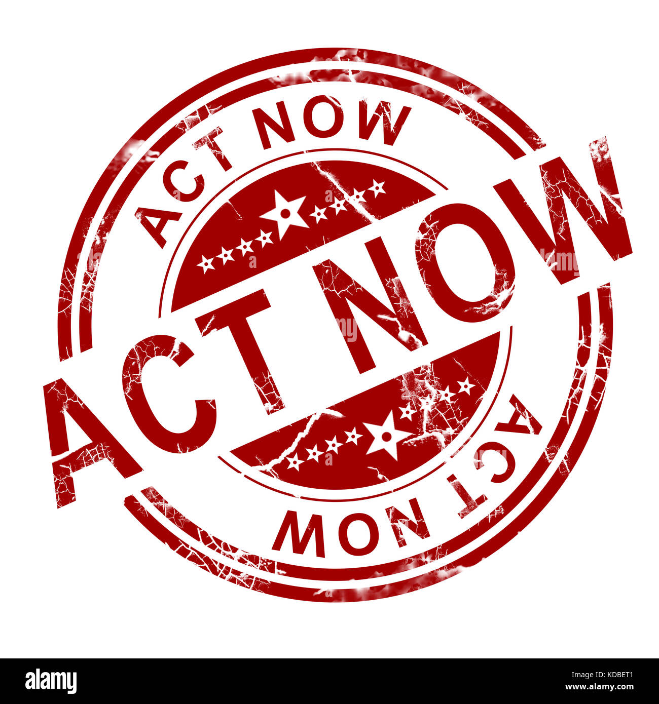 Red act now stamp with white background, 3D rendering Stock Photo