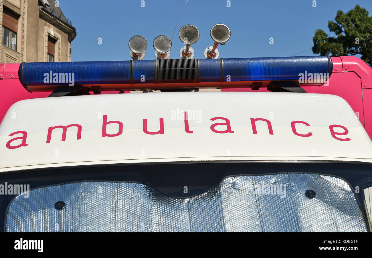 Lights and horns of the ambulance Stock Photo