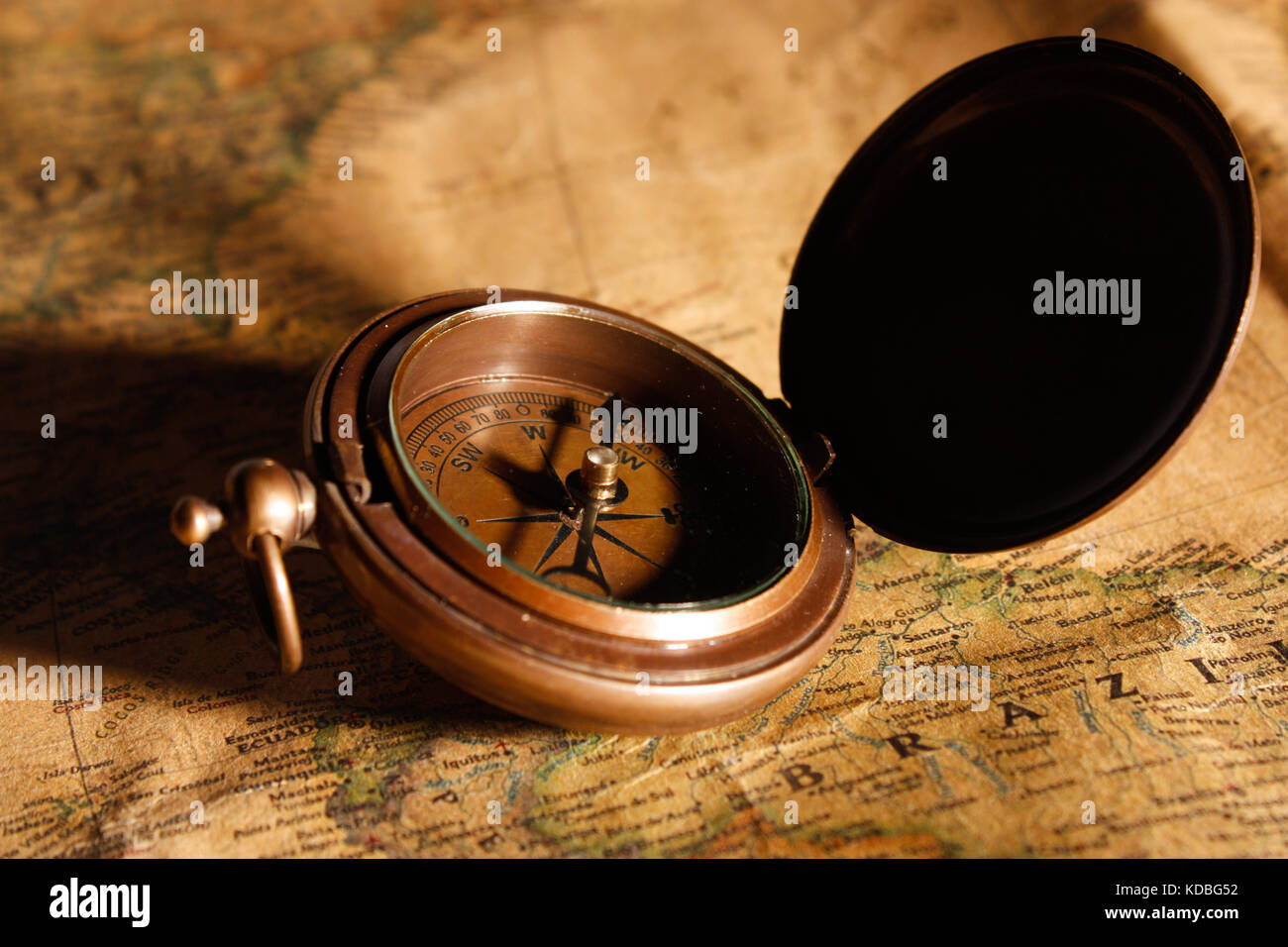 Compass on a map Stock Photo