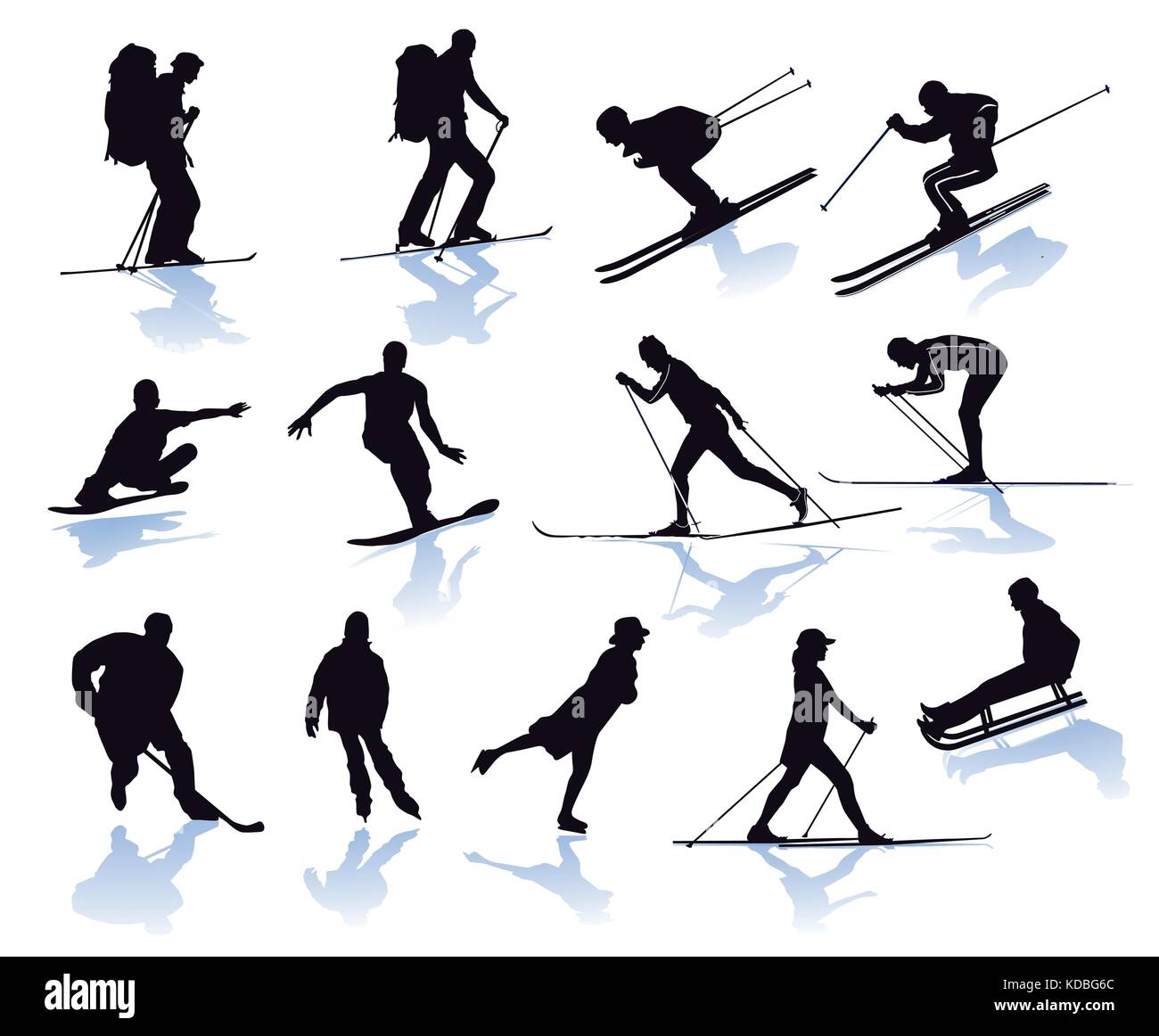 Winter sports, skier, snowboarder, skiing Stock Vector