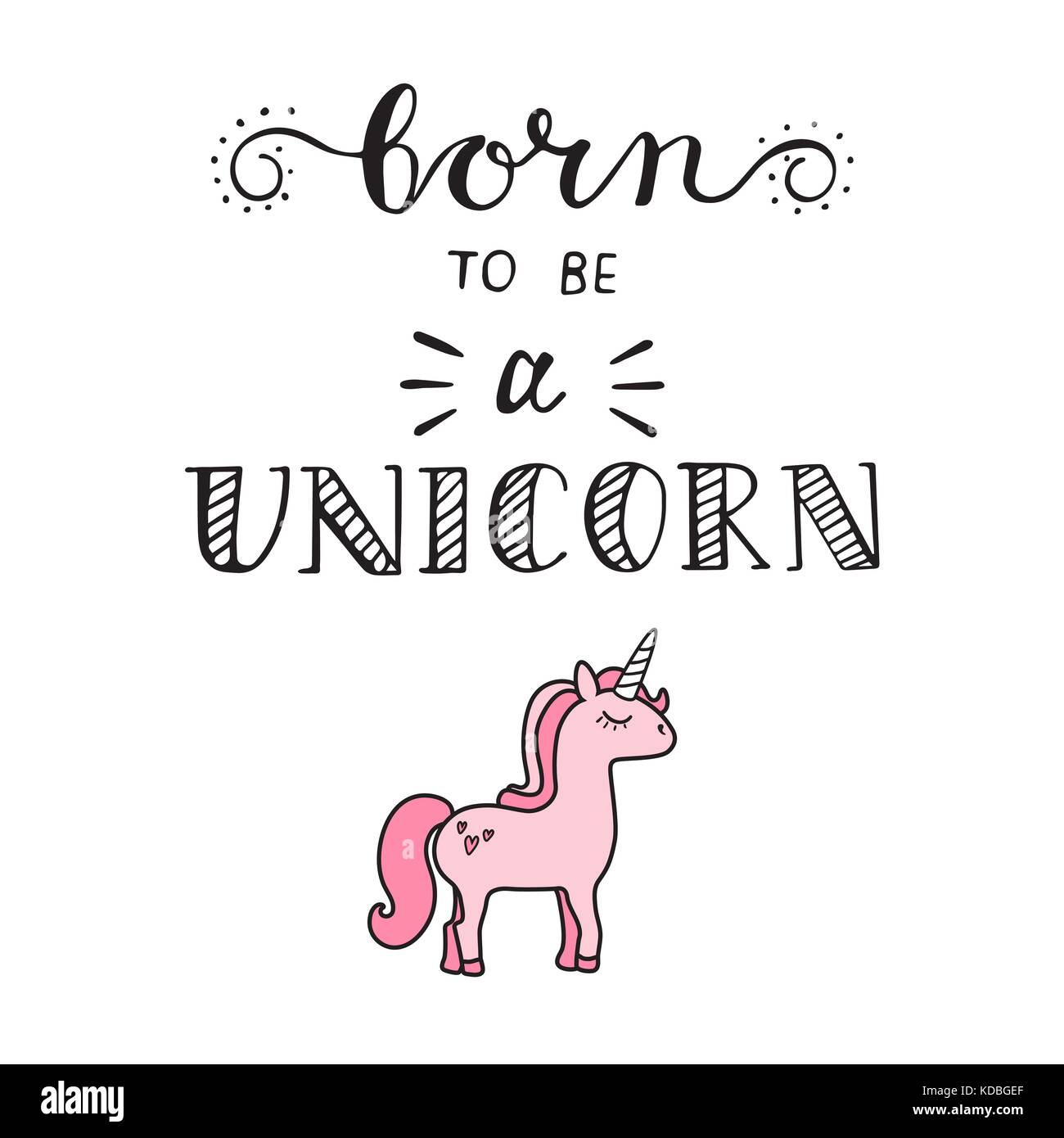 Unicorn With Lettering Vector Doodles Illustration Stock Vector Image And Art Alamy